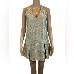 Finders Keepers Metallic Floral Brocade V-Neck Sleeveless Dress size XS